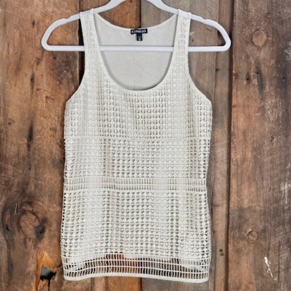 Express Tan Front Lined Shimmer Tank Top - Size X-Small